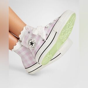 Clearance Price Converse White and Red Floral High-Tops